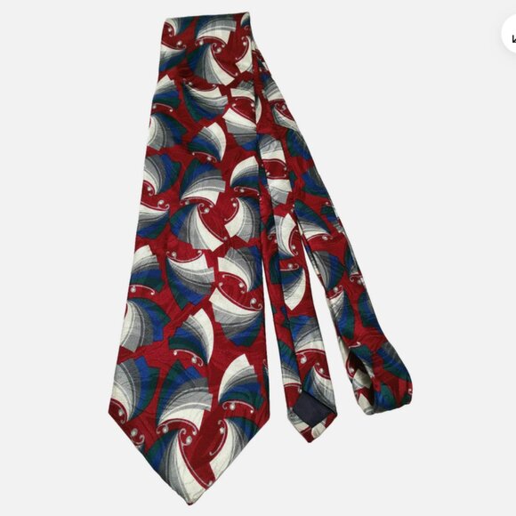 VIA VENETO Neck Tie 100% Silk Geometric Motif 0026E1M - Picture 2 of 9